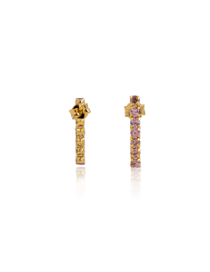 Pendientes barra circonitas rosa oro 18k - Joyería Orocash 2