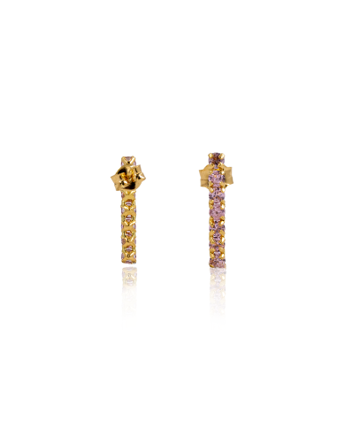 Pendientes barra circonitas rosa oro 18k - Joyería Orocash
