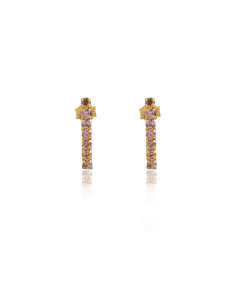 Pendientes barra circonitas rosa oro 18k - Joyería Orocash