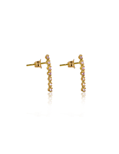 Pendientes barra circonitas rosa oro 18k - Joyería Orocash