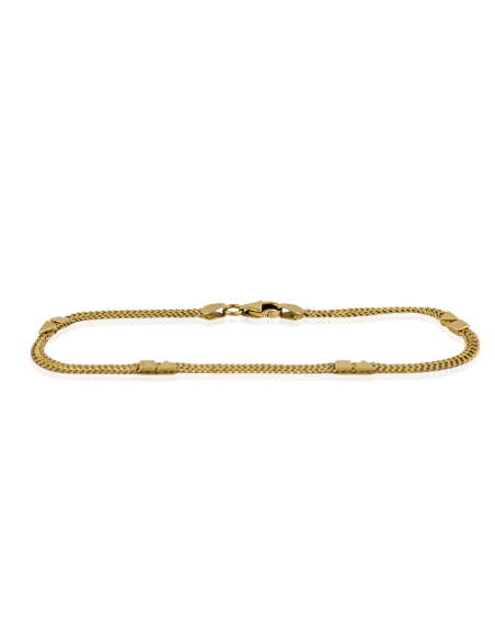 Pulsera eslabón bismark con triangulo y cuadrado 19cm oro 18k - Joyería Orocash