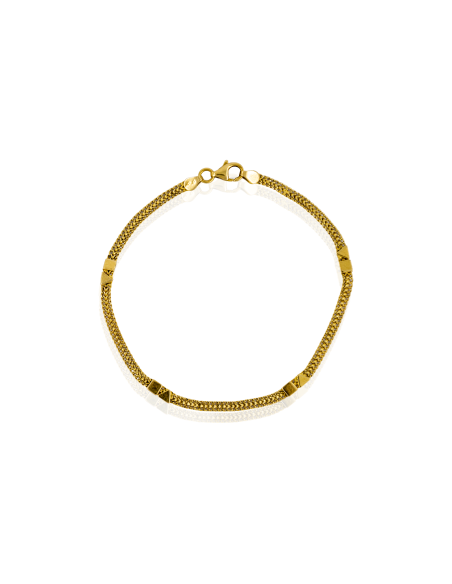Pulsera eslabón bismark con triangulo y cuadrado 19cm oro 18k - Joyería Orocash