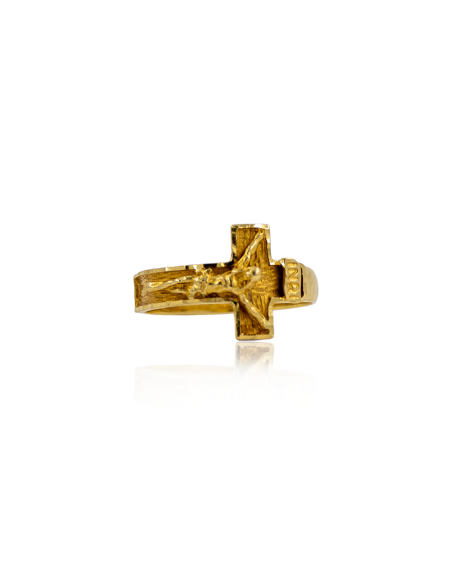 Anillo cruz con cristo oro 18k - Joyería Orocash