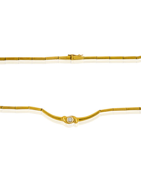 Gargantilla con diamante chatón 36cm oro 18k - Joyería Orocash