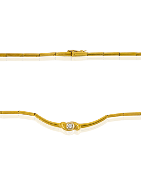 Gargantilla con diamante chatón 36cm oro 18k - Joyería Orocash