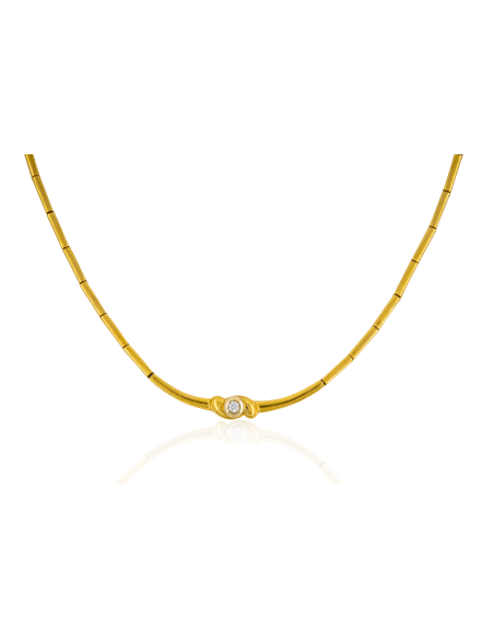 Gargantilla con diamante chatón 36cm oro 18k - Joyería Orocash
