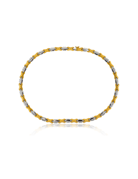 Gargantilla plana satinada 56cm oro bicolor 18k - Joyería Orocash