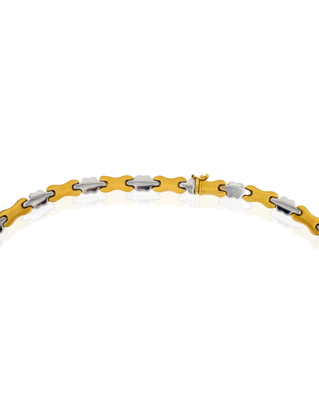 Gargantilla plana satinada 56cm oro bicolor 18k - Joyería Orocash