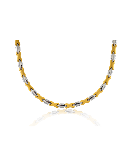 Gargantilla plana satinada 56cm oro bicolor 18k - Joyería Orocash