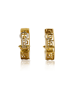 Pendientes en siete con greca calada oro 18k - Joyería Orocash 2