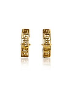 Pendientes en siete con greca calada oro 18k - Joyería Orocash