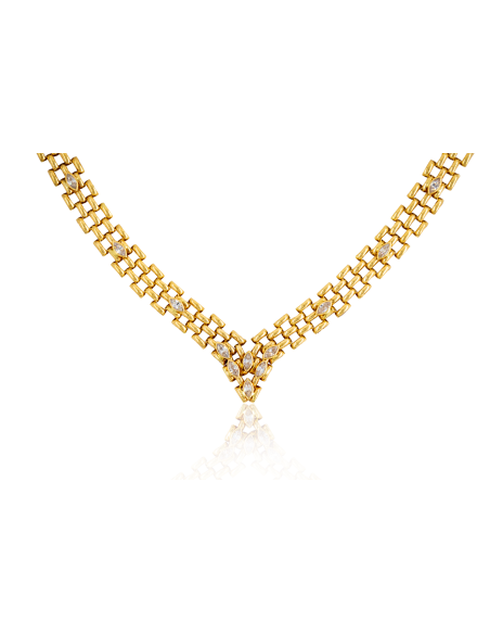 Gargantilla eslabón bismark con circonitas oro 18k - Joyería Orocash