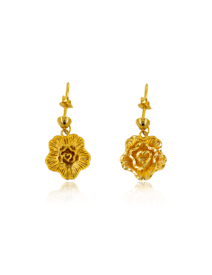 Pendientes largos flor oro 18k - Joyería Orocash 2
