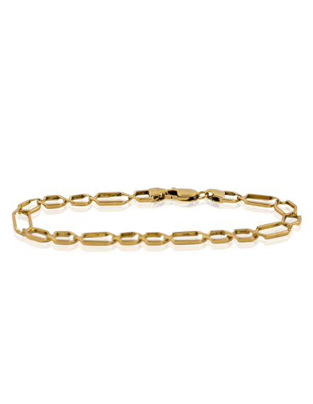 Pulsera eslabón hexágono y largado 19cm oro 18k - Joyería Orocash