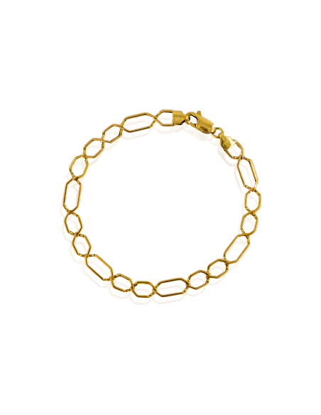 Pulsera eslabón hexágono y largado 19cm oro 18k - Joyería Orocash