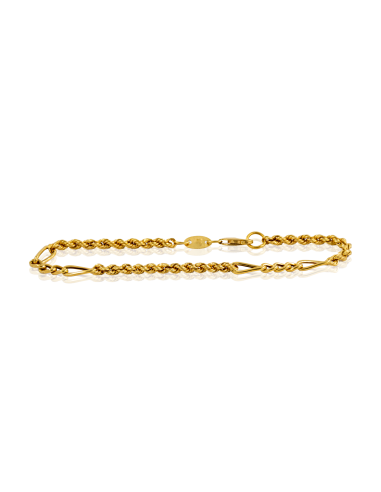 Pulsera cordón con 3x1 19cm oro 18k - Joyería Orocash
