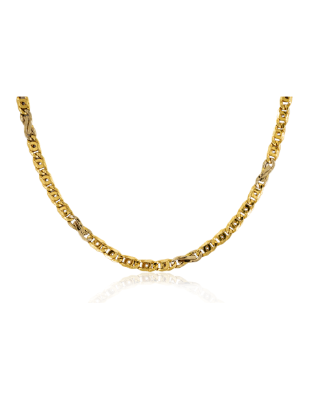 Cadena eslabón doble barbada 5x1 50cm oro 18k - Joyería Orocash