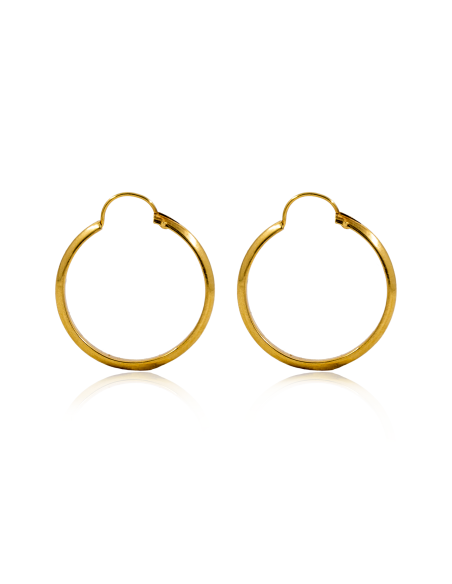 Pendientes aro media caña 2.4cm oro 18k - Joyería Orocash