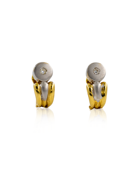 Pendientes círculo con diamante y caída oro bicolor 18k - Joyería Orocash