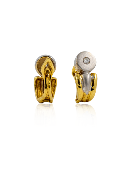 Pendientes círculo con diamante y caída oro bicolor 18k - Joyería Orocash