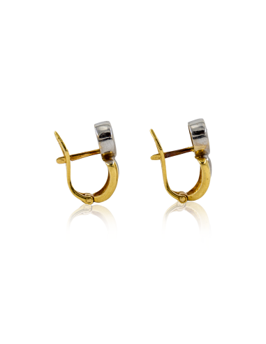 Pendientes círculo con diamante y caída oro bicolor 18k - Joyería Orocash