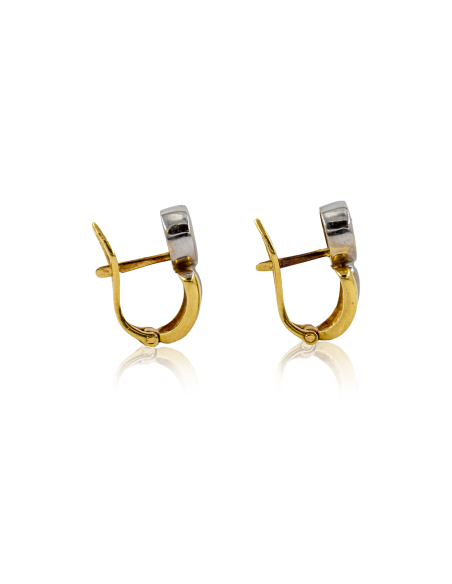 Pendientes círculo con diamante y caída oro bicolor 18k - Joyería Orocash