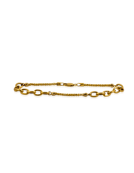 Pulsera eslabón cobra y forzada 20cm oro 18k - Joyería Orocash