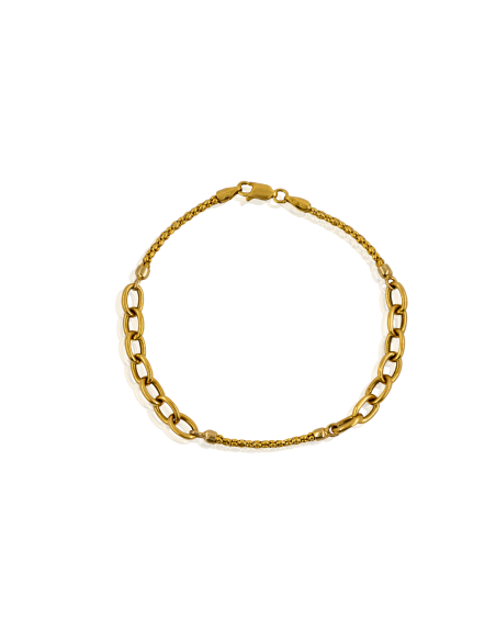 Pulsera eslabón cobra y forzada 20cm oro 18k - Joyería Orocash