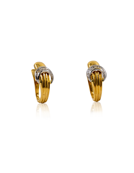 Pendientes cinturón circonitas oro bicolor 18k - Joyería Orocash