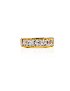 Anillo con circonitas baguette oro 18k - Joyería Orocash