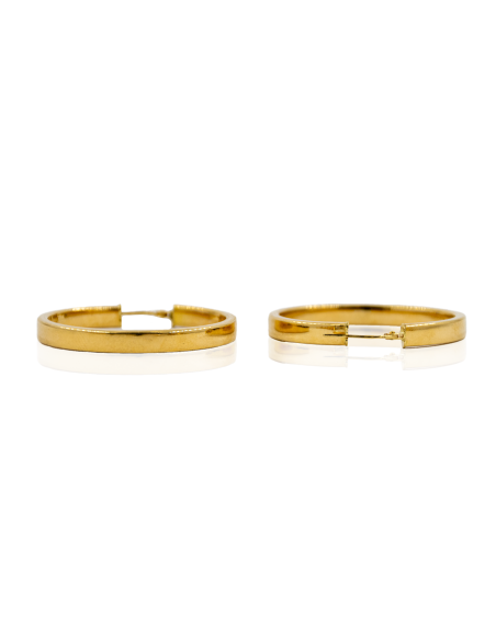 Pendientes aros media caña pulidos 3.5cm oro 18k - Joyería Orocash