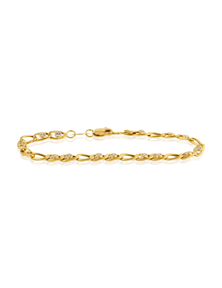 Pulsera eslabón bilbao con circonitas 18cm oro 18k - Joyería Orocash