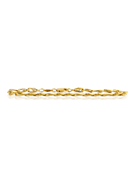 Pulsera eslabón bilbao con circonitas 18cm oro 18k - Joyería Orocash