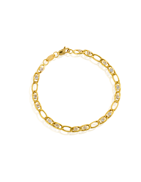 Pulsera eslabón bilbao con circonitas 18cm oro 18k - Joyería Orocash