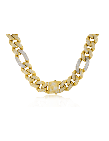 Cadena eslabón 5x1 circonitas 64cm oro 18k - Joyería Orocash