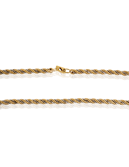 Cadena cordón con cadena veneciana 41cm oro bicolor 18k - Joyería Orocash
