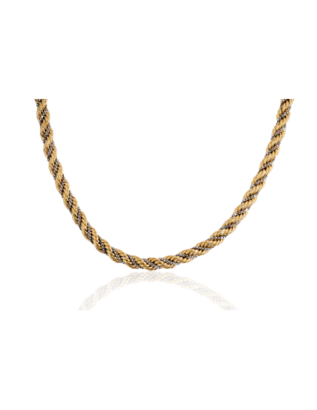 Cadena cordón con cadena veneciana 41cm oro bicolor 18k - Joyería Orocash