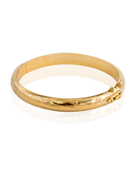 Pulsera media caña labrada 6cm oro 18k - Joyería Orocash