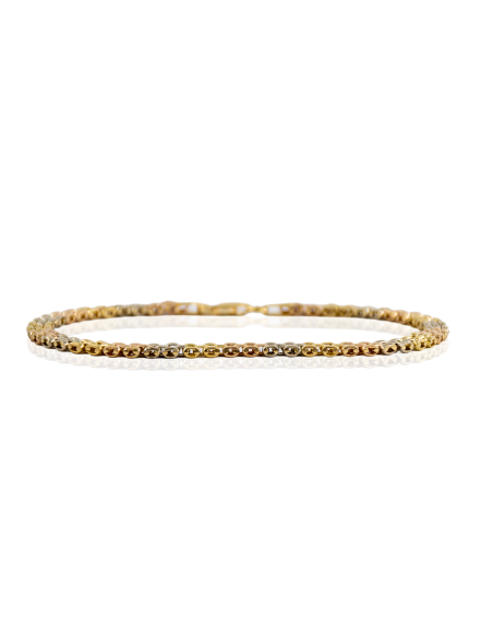 Pulsera eslabón bismark 18.8cm oro tricolor 18k - Joyería Orocash