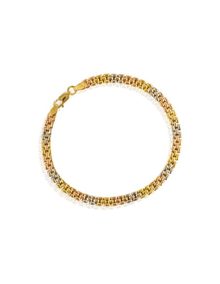 Pulsera eslabón bismark 18.8cm oro tricolor 18k - Joyería Orocash