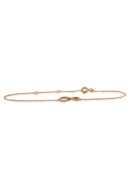 Pulsera infinito circonitas 17.5cm oro rosa 18k - Joyería Orocash