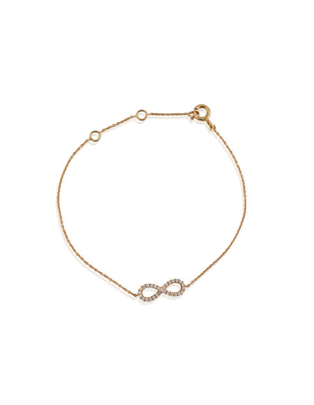 Pulsera infinito circonitas 17.5cm oro rosa 18k - Joyería Orocash