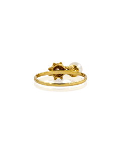 Anillo con sol chatón y perla oro 18k - Joyería Orocash 2