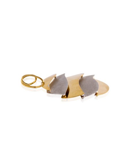 Colgante redondo medallón oro bicolor 18k - Joyería Orocash