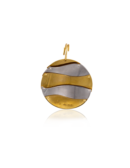 Colgante redondo medallón oro bicolor 18k - Joyería Orocash