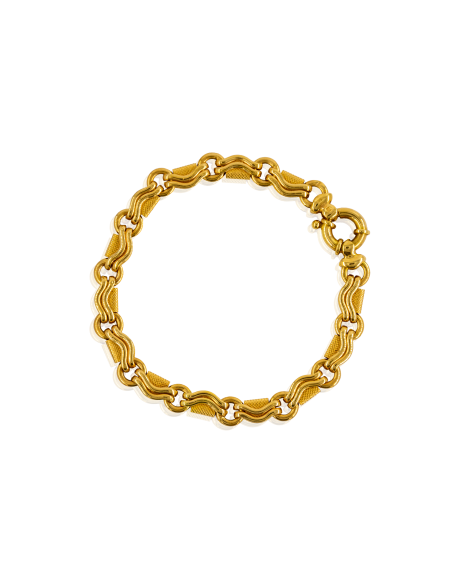 Pulsera en olas y círculo 21cm oro 18k - Joyería Orocash
