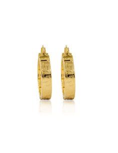 Pendientes aros con greca 1.9cm oro 18k - Joyería Orocash