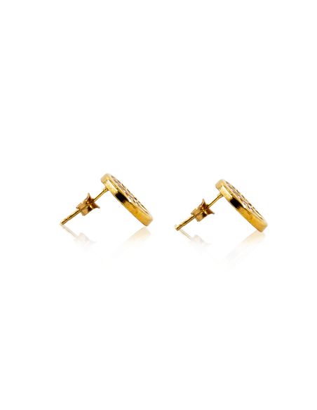 Pendientes redondos árbol de la vida nácar oro 18k - Joyería Orocash