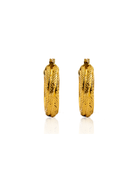 Pendientes aros semi retorcidos puntitos 2cm oro 18k - Joyería Orocash