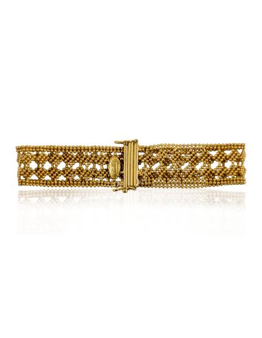 Pulsera rejilla con rombos 18cm oro 18k - Joyería Orocash